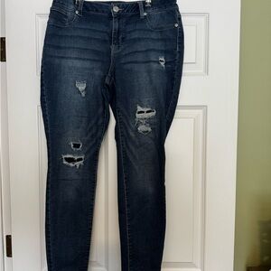 Maurices Dark Blue Distressed Skinny Jeans